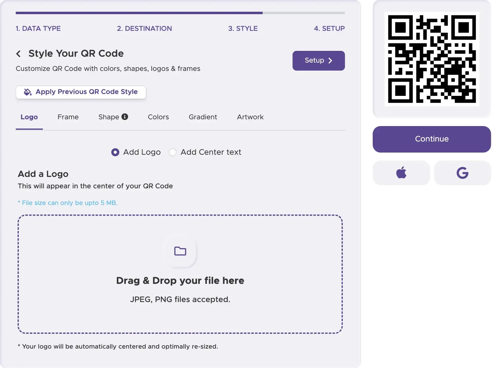 Étape 3: Personnalisez le design de votre code QR